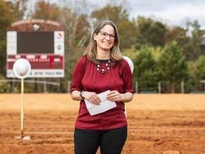 Athletic director Kim Pate at the baseball field