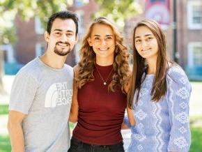 Tamas siblings pose for a group photo on campus